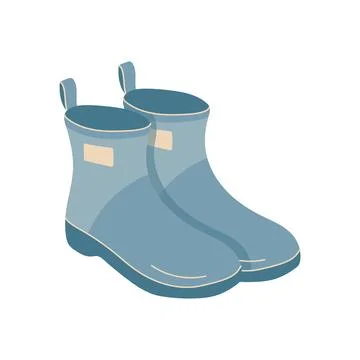Pair of blue rubber rain boots for autumn weather vector Ilustração Stock