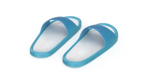 Pair of blue rubber slides Stock Footage 318850795