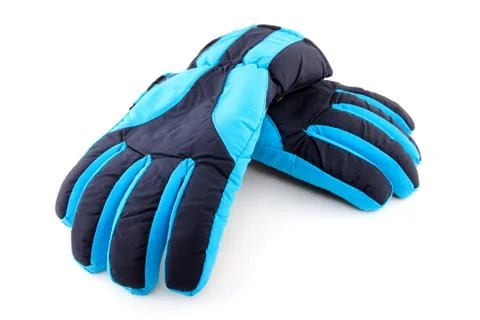 Pair of blue ski gloves Foto stock