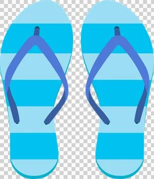 A pair of blue striped flip-flops, a common summer footwear choice for beac.. Stock Illustration