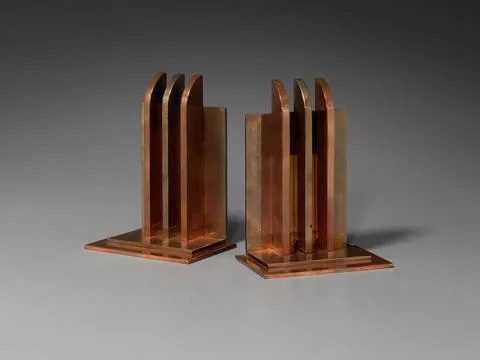 Pair of Bookends, Gothic Pattern. Designer Walter Von Nessen, American, b.. Stock Photos