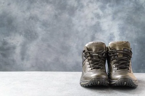 Pair of boots with copy space Stockfoto's
