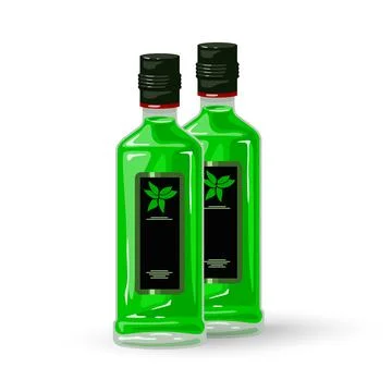 Pair of bottles with green absinthe Stock Illustration