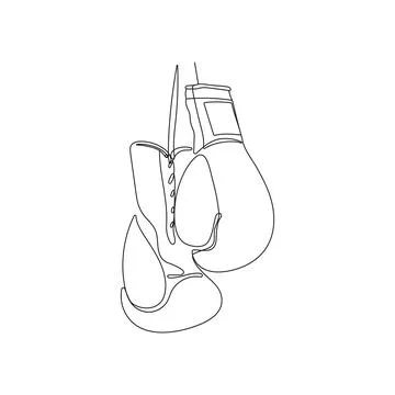 Pair of boxing gloves. One line art. Illustrazione stock