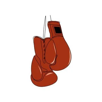 Pair of boxing gloves. One single line drawing. Stock Illustration