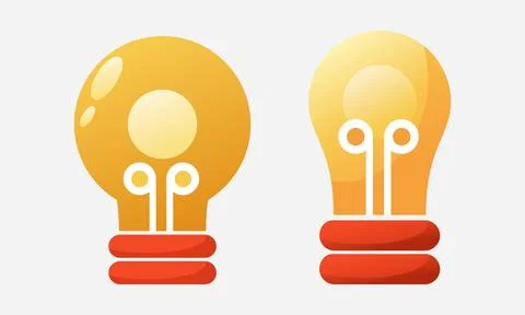 A Pair of Bright and Glowing Light Bulb Icons with a Flat Style, Symbolizin.. Stock Illustration