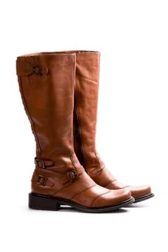 Pair of brown boots Stock Photos