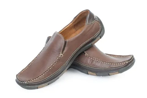 Pair of brown leather boot Stock Photos