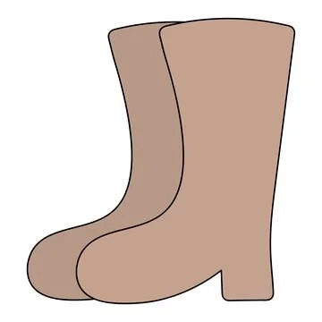 A pair of brown rubber boots. Special clothing that protects feet from water. Stock Illustration
