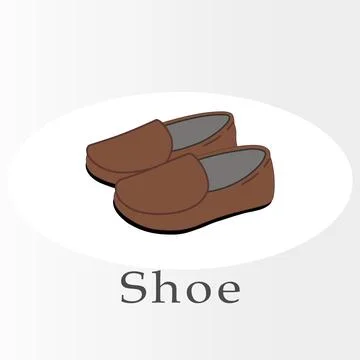 Pair of brown shoes simple flat vector illustration Stock Illustration