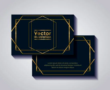 Pair of business cards with lines and figures イラスト素材
