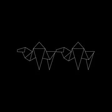 Pair Camel Polygonal Lines Stock Illustration