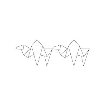 Pair Camel Polygonal Lines Stock Illustration