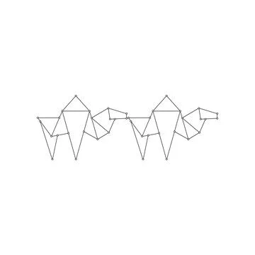 Pair Camel Polygonal Lines Stock Illustration