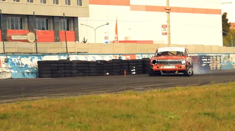 Pair Car Race on the Racetrack Stock Footage 68141016