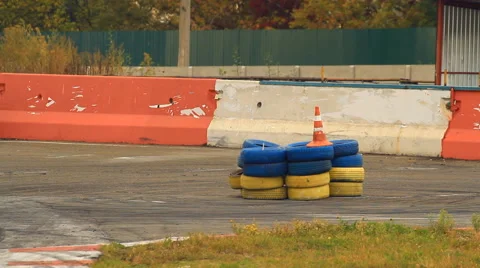 Pair Car Race on the Racetrack Video stock 68141061