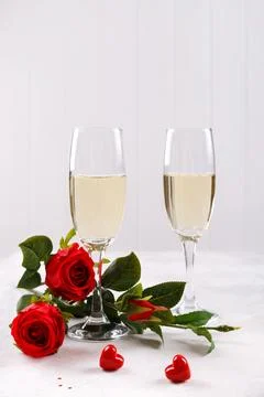 Pair of champagne glasses Stock Photos