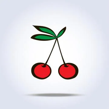 Pair of cherries icon on gray Stock Illustration