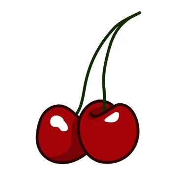 Pair of cherries isolated on white Stock Illustration