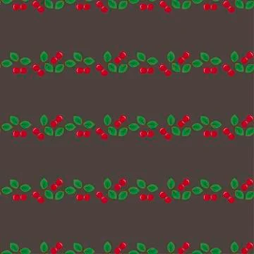 Pair of cherries seamless pattern on dark gray Stock Illustration