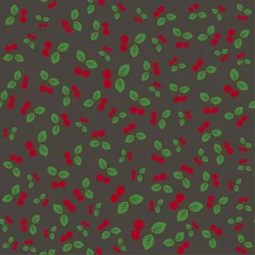 Pair of cherries seamless pattern on dark gray Stock Illustration