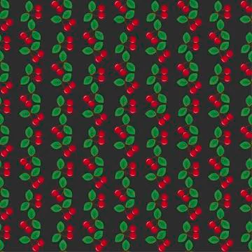 Pair of cherries seamless pattern gray background Illustrazione stock