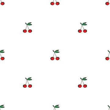 Pair of cherries seamless pattern on white Stock Illustration
