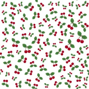 Pair of cherries seamless pattern on white Stock Illustration