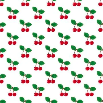 Pair of cherries seamless pattern on white Stock Illustration
