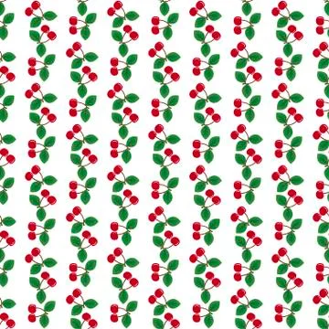 Pair of cherries seamless pattern on white Stock Illustration