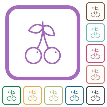 Pair of cherry simple icons Stock Illustration