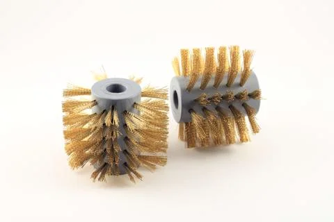 Pair of circular abrasive wire brushes Stock Photos