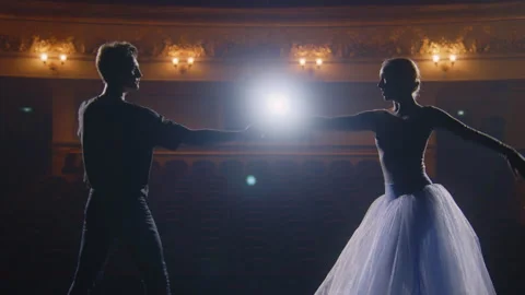 Pair of classical ballet dancers on rehearsal Stock Footage 238075179