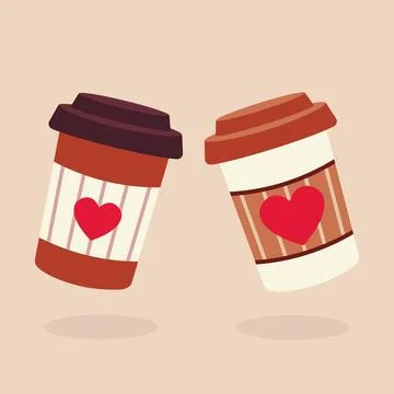 A pair of coffee glasses. Vector illustration in flat style Stock Illustration