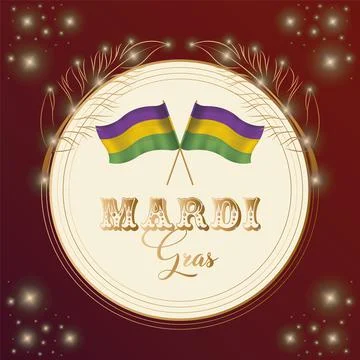Pair of colored flags Mardi Gras poster Ilustração Stock