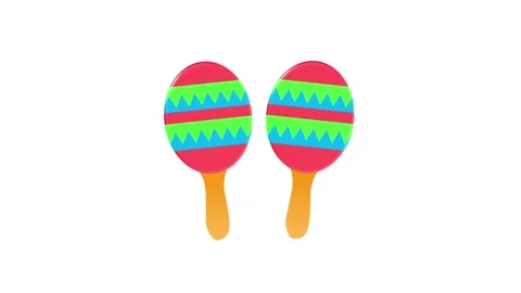 A pair of colorful patterned maracas shaking and vibrating Video stock 332184499