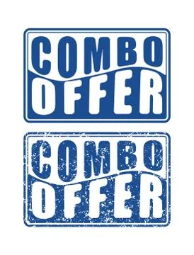 Pair of Combo offer blue square rubber stamps in grunge and solid style. Illustrazione stock