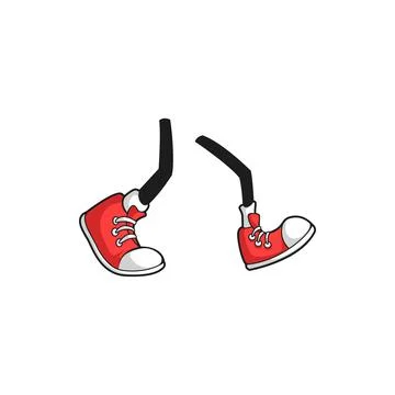 Pair of comic foots in red shoes isolated leg limb Stock Illustration