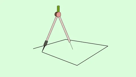 A pair of compasses  draws rectangle on paper. 動画素材 91246752