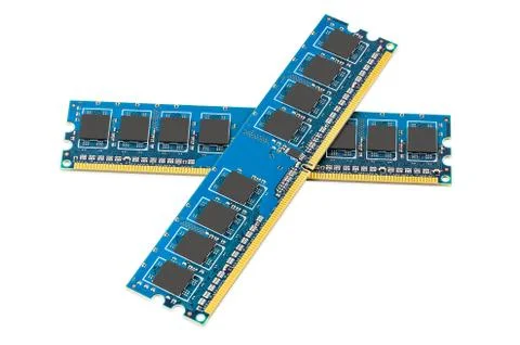 Pair of computer ddr memory modules Stock Photos