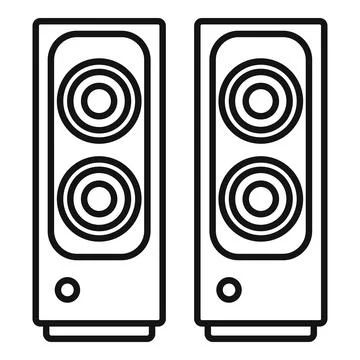 Pair of computer speakers delivering high quality audio experience Stock Illustration