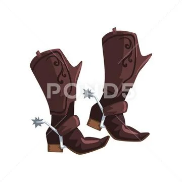 Pair of cowboy leather boots vector Illustration on a white background Stock Illustration