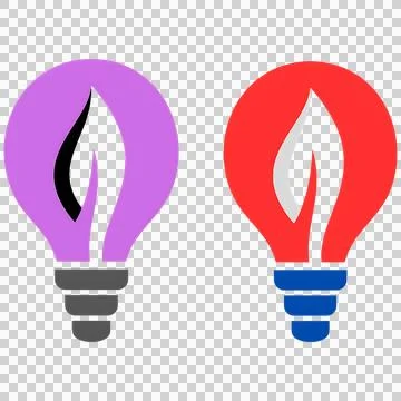 A pair of creative energy light bulbs with flame-like designs inside, icono.. 스톡 일러스트