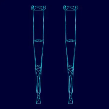 Pair of crutches low poly triangulation triangulated polygonal electric cya.. Ilustração Stock