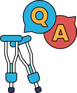 A pair of crutches with a question mark and an A above them Ilustração Stock