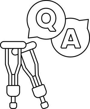 A pair of crutches with a question mark and an A above them Ilustração Stock