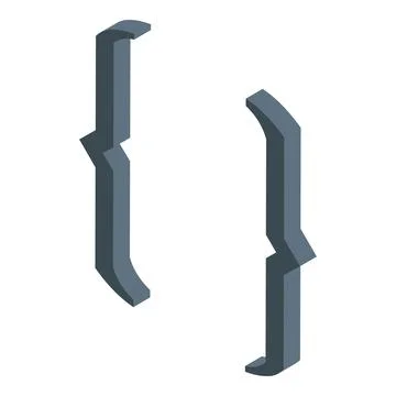 Pair of curly brackets isometrically projected on white background 스톡 일러스트