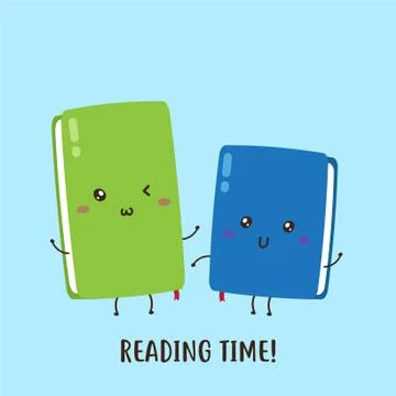 Pair of cute happy book vector design Stock Illustration
