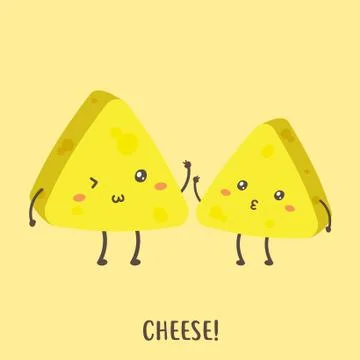 Pair of cute happy cheese vector design Stock Illustration