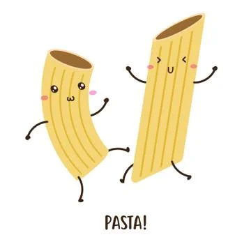 Pair of cute happy pasta dancing vector design Stock Illustration